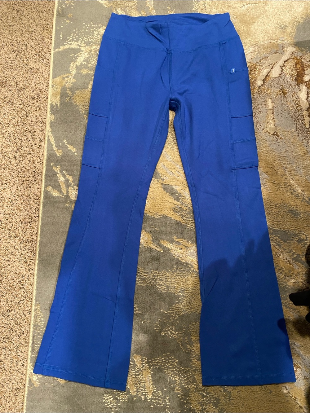 NEW Jaanuu yoga Royal Blue Flare Scrub Pants with Side Pockets
